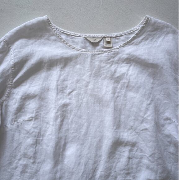 J. JILL White Linen Long Sleeve Pocket Top / Sz 3X / Lagenlook Minimal Casual - Picture 12 of 13